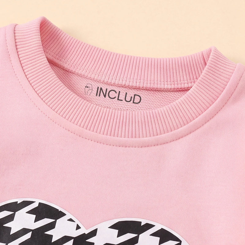 Girls Pink Heart Long Sleeve Sweatshirt With Pants Sets 2 pc. Sets