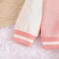 Girls Pink Embroidered Varsity Jacket With T-Shirt & Skirt Sets Sets