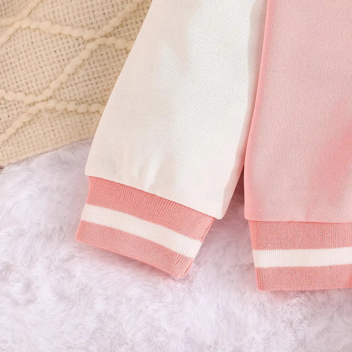 Girls Pink Embroidered Varsity Jacket With T-Shirt & Skirt Sets Sets