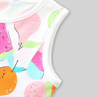 Girls Fruit Printed Sleeveless Fit & Flare Dress Casual Dresses   