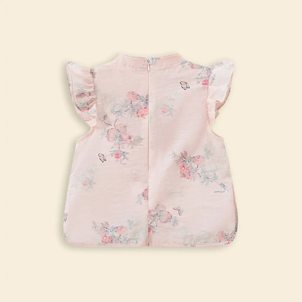 Girls Pink Floral Print Top & shorts Co-ord Sets Sets