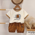 Boys Camel Brown Elephant Graphic Short Sleeve T-Shirt With Shorts Sets 2 pc. Sets Camel Brown 1-2 Y