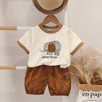 Boys Camel Brown Elephant Graphic Short Sleeve T-Shirt With Shorts Sets 2 pc. Sets Camel Brown 1-2 Y
