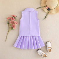 Girls Purple Sleeveless Jacket With Camisole Top And Skirts Set 3 pc. Sets