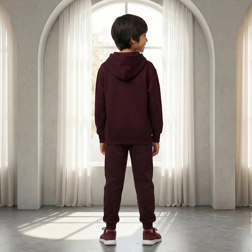 Boys Maroon K-Pop Nova Beat Graphics Hoodie With Jogger Co-ord Sets Sets