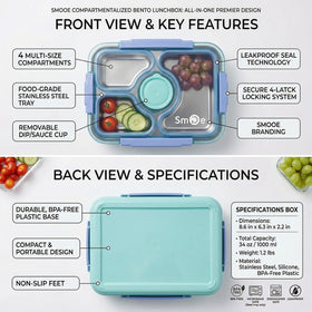Kids Ocean Blue Multi-Section Leakproof Lunch Box Trending Accessories
