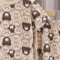 Boys Beige Short Sleeve Bear Print T-Shirt With Shorts Sets 2 pc. Sets