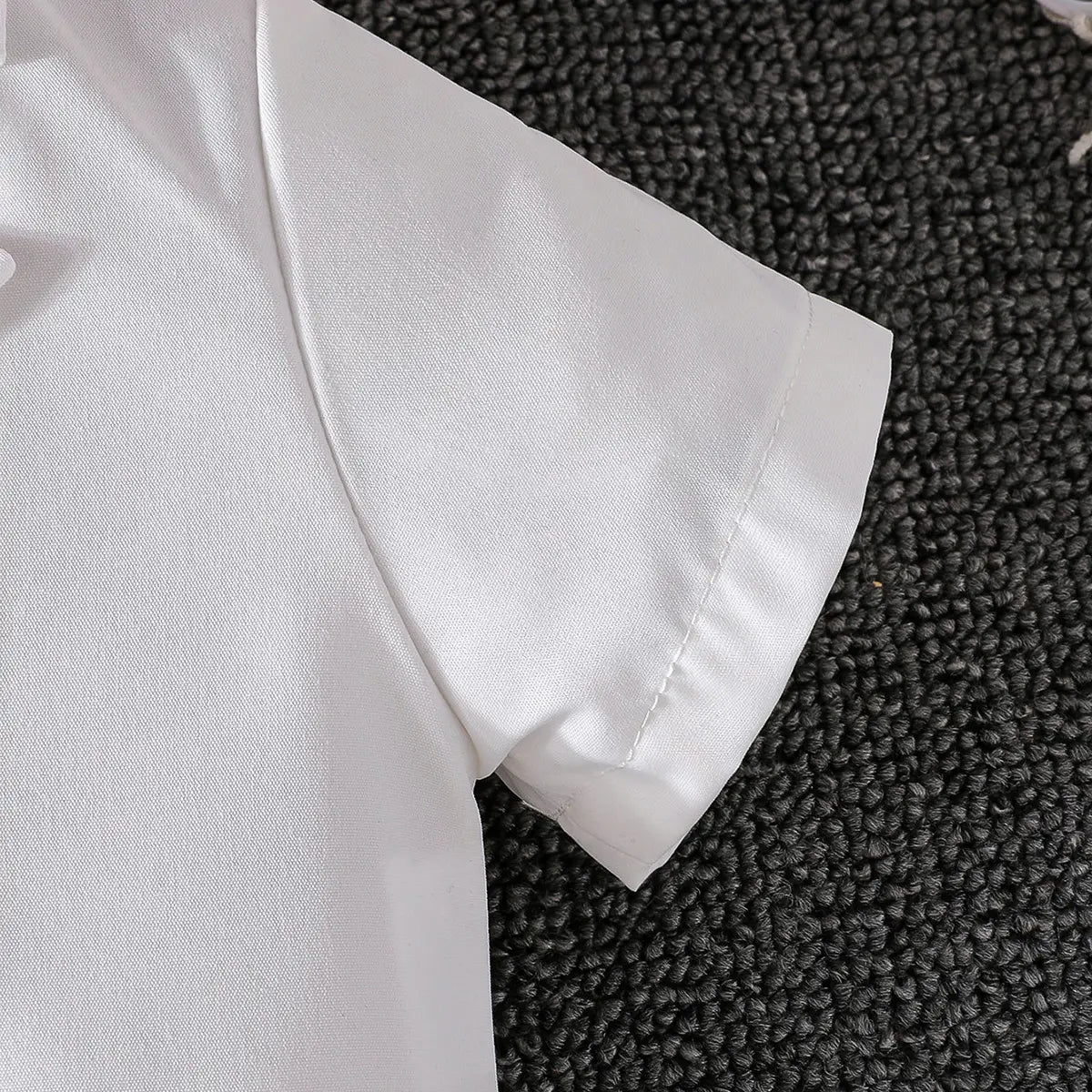 Girls White Double-Breasted Blazer Crop Top With Pleated Skirt Co-ord Sets Sets