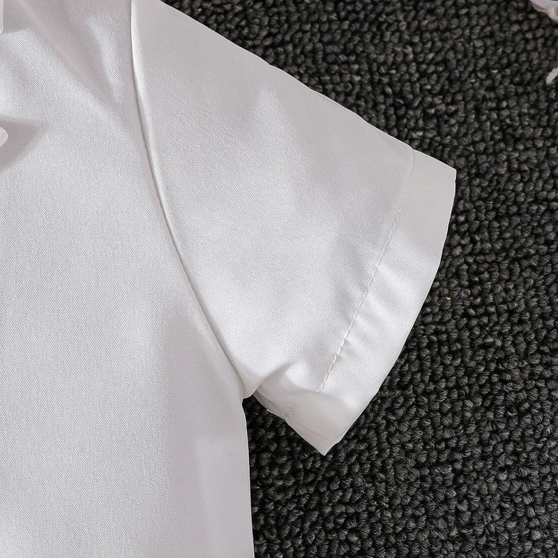 Girls White Double-Breasted Blazer Crop Top With Pleated Skirt Co-ord Sets Sets