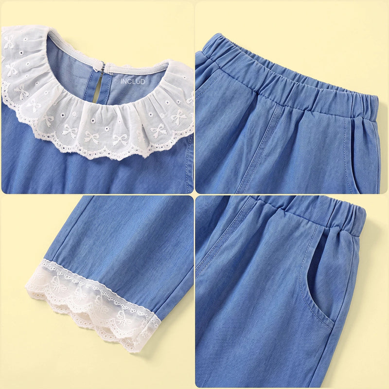 Girls Blue Sleeveless Top with Pants Sets 2 pc. Sets