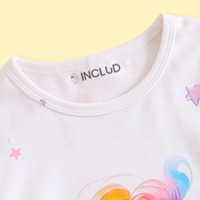 Girls White Unicorn Printed T-Shirt Dress Casual Dresses