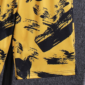 Boys Yellow Abstract Printed T-Shirt With Elasticated Shorts Set 2 pc. Sets