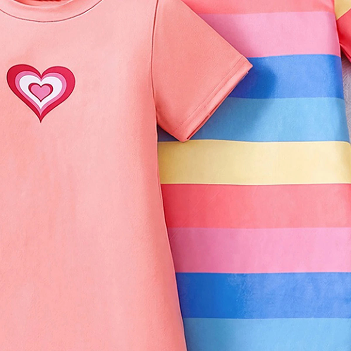 Girls Multicolour Striped Short Sleeve T-Shirt Dress Pack Of 2 Casual Dresses