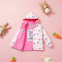 Girls Light Pink Rabbit Reversible Printed Hooded Zipper Jacket Coats & Jackets Light Pink 3-4 Y