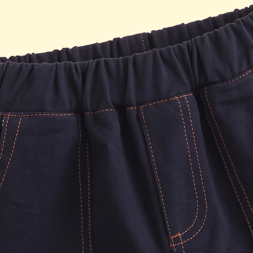 Boys Navy Blue Embroidered Jogger Pants