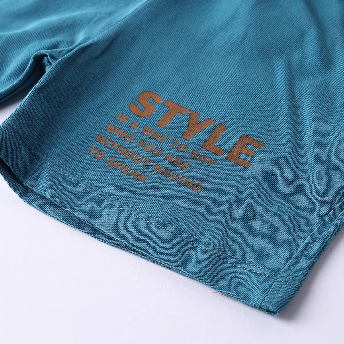 Boys Teal Typographic Printed Polo Short Sleeves T-Shirt With Drawstring Shorts Sets Sets