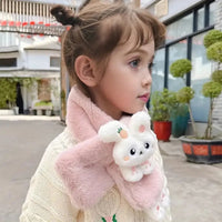 Girls Pink Bunny Plush Warm Winter Scarf Trending Accessories