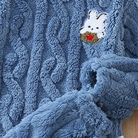 Girls Blue Self-Design Fleece Top With Jogger Co-ord Sets Sets
