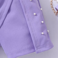 Girls Short Sleeve T-Shirt With Purple Beaded Shorts Set 2 pc. Sets