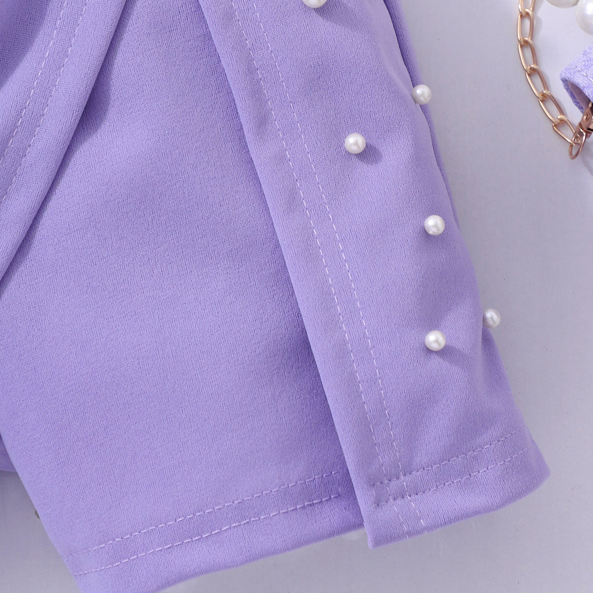 Girls Short Sleeve T-Shirt With Purple Beaded Shorts Set 2 pc. Sets