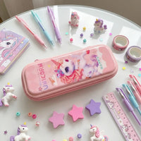 Unicorn Cartoon Hard Shell Pencil Case Peach Color Trending Accessories