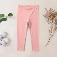 Girls Pink Solid Ankle Length Leggings Leggings & Tights Pink 1-2 Y