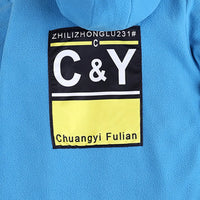 Boys Light Blue Triangle Printed Reversible Hooded Zipper Jacket Coats & Jackets