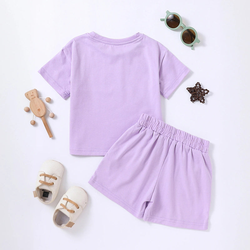 Boys Purple Short Sleeves T-Shirt With Shorts Co-ord Sets Sets