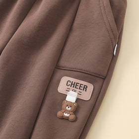 Boys Brown Typographic Hooded Sweatshirt With joggers Sets Sets