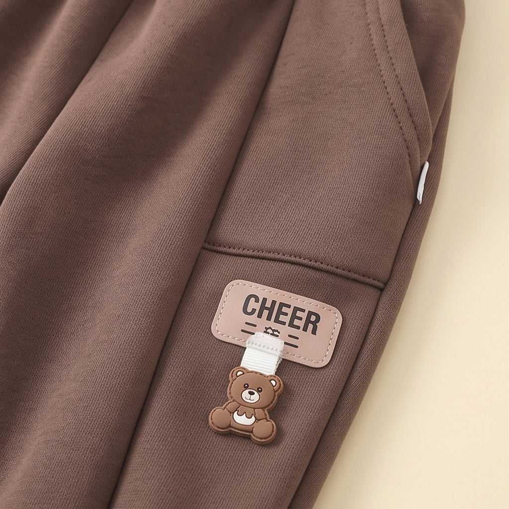 Boys Brown Typographic Hooded Sweatshirt With joggers Sets Sets