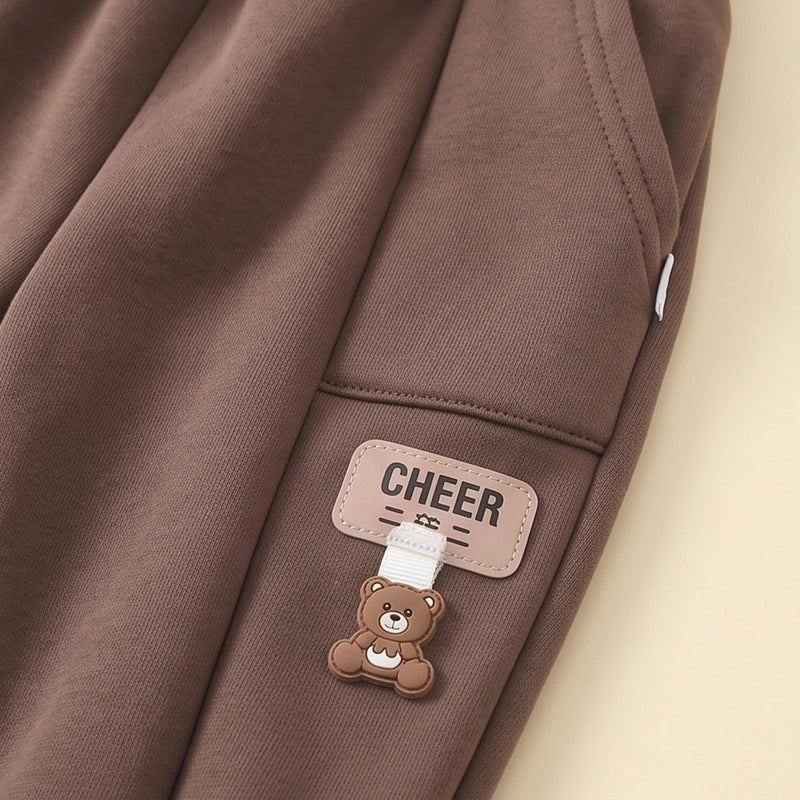 Boys Brown Typographic Hooded Sweatshirt With joggers Sets Sets