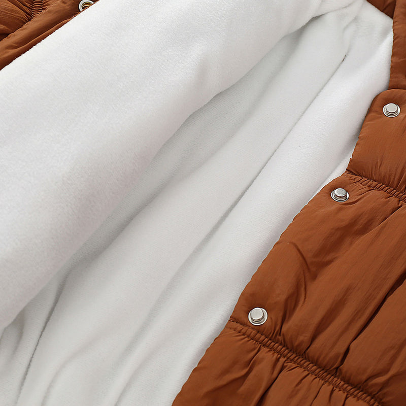 Girls Brown Solid Puffer Winter Jacket Coats & Jackets