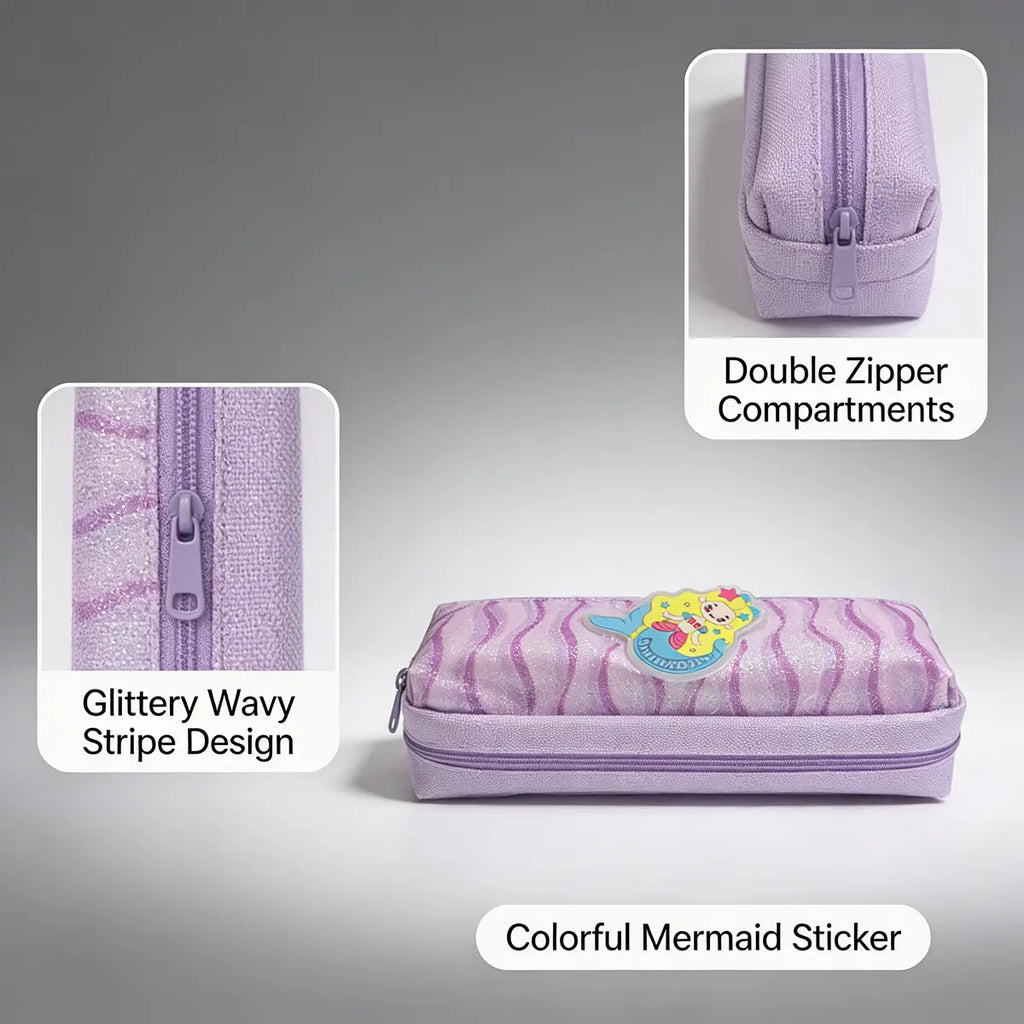 Girls Purple Glitter Pencil Case Trending Accessories