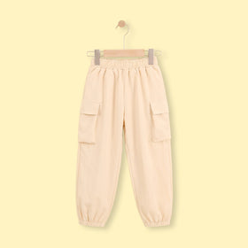 Girls Beige Elasticated Waist Jogger Joggers Beige 3-4 Y