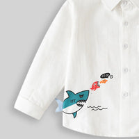 Boys White Shark Graphic Long Sleeve Shirt Shirts