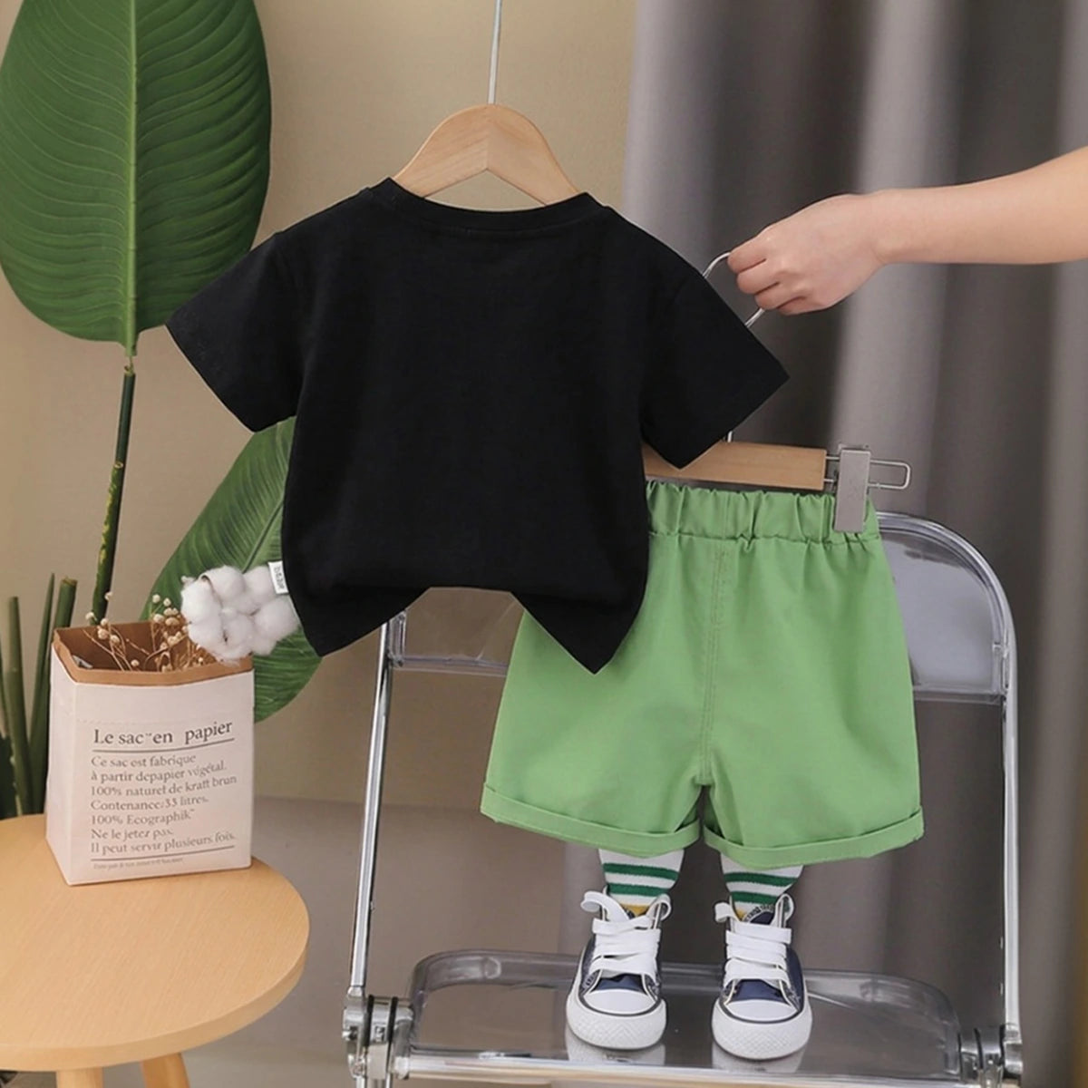 Boys Black Dinosaur Graphic Short Sleeve T-Shirt With Shorts Sets 2 pc. Sets