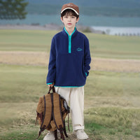 Boys Blue Fleece Half Zipper Jacket Coats & Jackets
