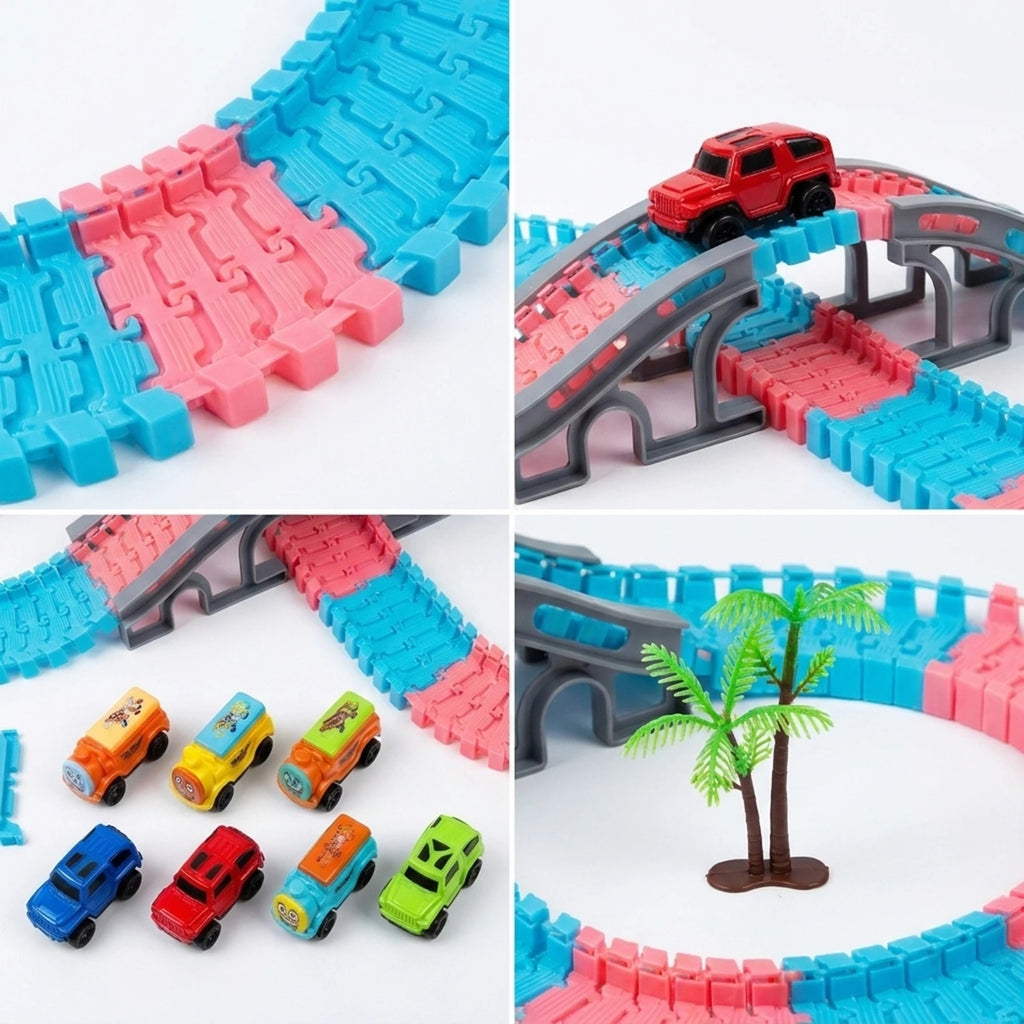 Flexible Race Track Toy -134 PCS Electric Rail Car Set with Bridge, Bendable Tracks & Battery Vehicle Toy for Boys & Girls Trending Accessories