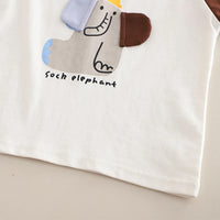 Boys Brown Elephant Printed Short Sleeve T-Shirt With Striped Shorts Sets 2 pc. Sets