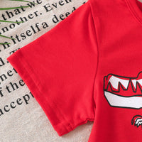 Girls Red Dinosaur Printed t-Shirt With Shorts Summer Sets 2 pc. Sets