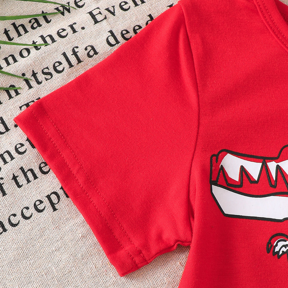 Girls Red Dinosaur Printed t-Shirt With Shorts Summer Sets 2 pc. Sets