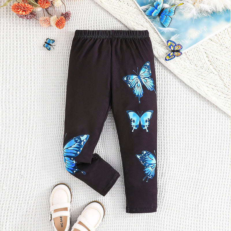 Girls Black Butterfly Print Leggings Multipack Set - Pack of 3 Leggings & Tights