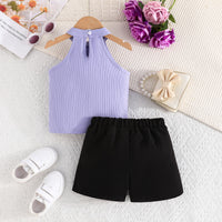 Girls Purple Halter Neck Top With Shorts Set 2 pc. Sets