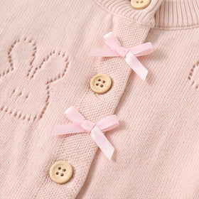 Girls Light Pink Jacquard Long Sleeve Cardigan Sweaters & Cardigans