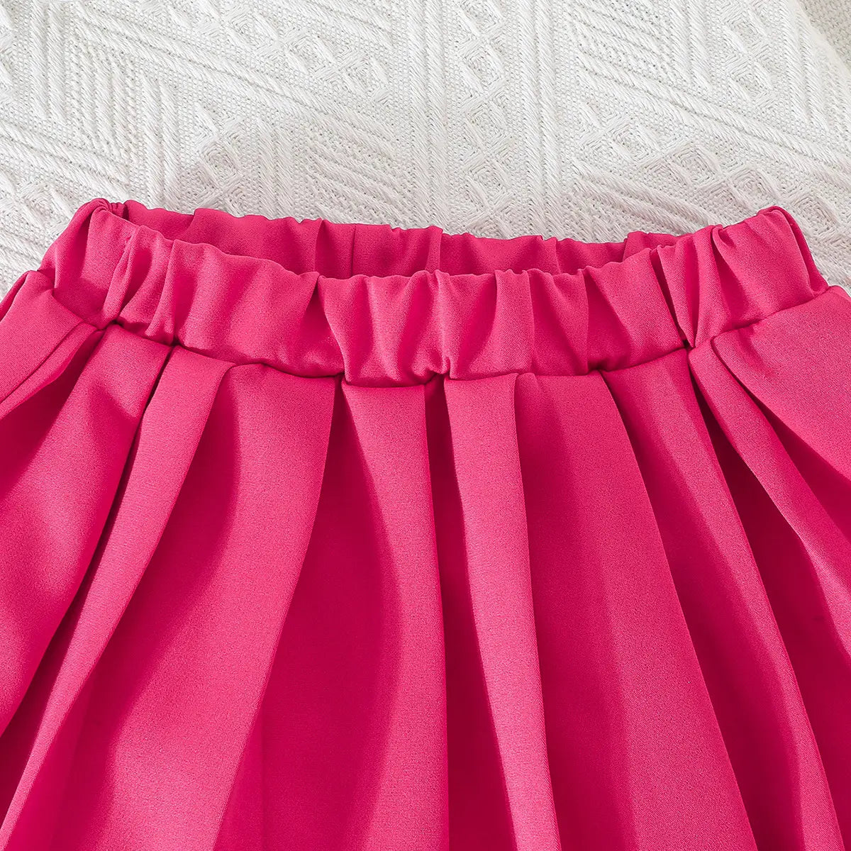 Girls Fuchsia Bow Applique Top With Camisole Top And Pleated Skirt Sets 3 pc. Sets