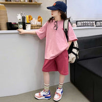 Girls Short Sleeve T-Shirt With Shorts Set Sets   