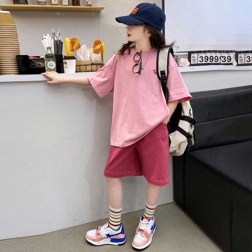 Girls Short Sleeve T-Shirt With Shorts Set Sets   