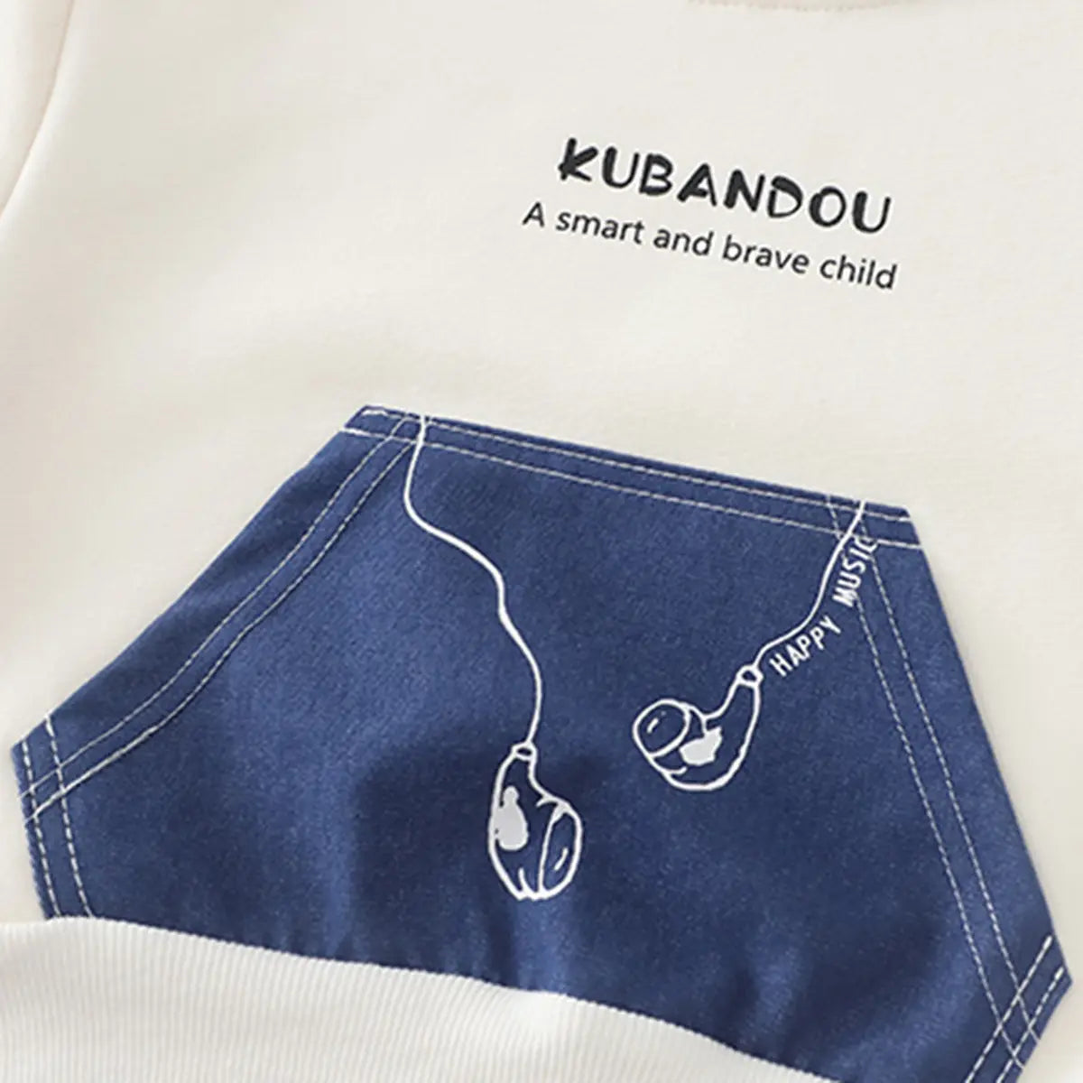Boys White Typographic Printed Sweatshirt With Denim Pants Set Sets