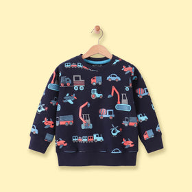 Boys Navy Blue Graphic Long Sleeve Sweatshirt Sweatshirts & Hoodies Navy Blue 1-2 Y