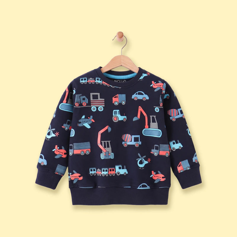 Boys Navy Blue Graphic Long Sleeve Sweatshirt Sweatshirts & Hoodies Navy Blue 1-2 Y